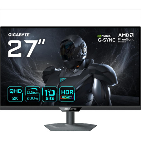 GIGABYTE G27Q20 Moniteur Gaming 27” QHD - 2560 x 1440, 200Hz, 0.5ms, G-Sync Compatible, FreeSync Premium, HDR10, HDMI 2.0, Displ