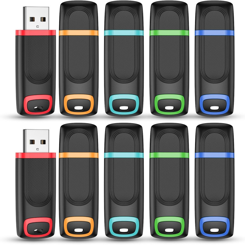 Vansuny Lot de 10 Clé USB 64Go Stockage Données Cle USB 64Go 2.0 avec Lumière LED pour PC tablettes/Laptop/autoradio/TV