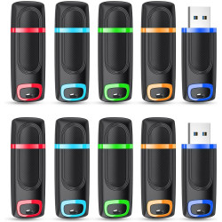 Lot de 10 Clé USB 128Go, Vansuny Cle USB 128Go 2.0 Stockage Données avec Lumière LED pour PC tablettes/Laptop/autoradio/TV(5 Col