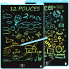 2 Pack 12 Pouces Tablette d'écriture LCD Colorée, Electight Enfants Tablettes Graphiques avec Fonction de Verrouillage & D'effac