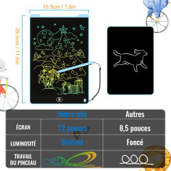 2 Pack 12 Pouces Tablette d'écriture LCD Colorée, Electight Enfants Tablettes Graphiques avec Fonction de Verrouillage & D'effac