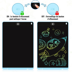 2 Pack 12 Pouces Tablette d'écriture LCD Colorée, Electight Enfants Tablettes Graphiques avec Fonction de Verrouillage & D'effac