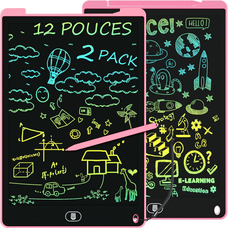 2 Pack Tablette d'écriture LCD de 12 Pouces, Electight Enfants Tablettes Graphiques avec Fonction de Verrouillage & D'effacement