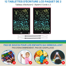 2 Pack Tablette d'écriture LCD de 12 Pouces, Electight Enfants Tablettes Graphiques avec Fonction de Verrouillage & D'effacement
