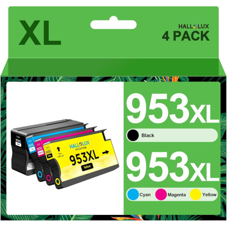 HALLOLUX 953XL Pack de 4 avec Remplacement pour HP 953 XL pour HP Officejet Pro 7740 7720 8730 8710 8720 8715 8725 8730 7730 871