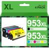 HALLOLUX 953XL Pack de 4 avec Remplacement pour HP 953 XL pour HP Officejet Pro 7740 7720 8730 8710 8720 8715 8725 8730 7730 871