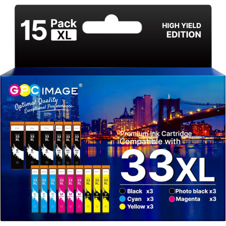 GPC Image 33XL Cartouches d'encre Compatible pour Epson 33 XLpour Expression Premium XP-540 XP-530 XP-830 XP-7100 XP-900 XP-640 