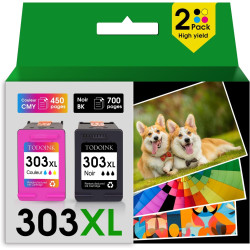 Cartouches 303XL 303 XL Noir et Couleur Cartouche d'encre 303XL Compatible pour HP Envy Photo 6230, 6220, 6232, 6234, 6255, 6258