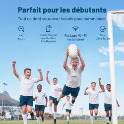 AKASO EK7000 Caméra Sport 4K 30fps 20MP WiFi Caméra d'action 170° Grand Angle Télécommande 2.4G Caméra Étanche 30M 2 Batteries B