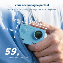 AKASO EK7000 Caméra Sport 4K 30fps 20MP WiFi Caméra d'action 170° Grand Angle Télécommande 2.4G Caméra Étanche 30M 2 Batteries B