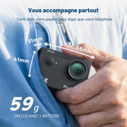 AKASO EK7000 Caméra Sport 4K 30fps 20MP WiFi avec Carte Mémoire microSDXC 64 Go, Action Camera 4k Étanche jusqu'à 30M avec Stabi