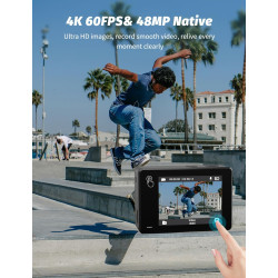 Apexcam Caméra Sport 4K 60FPS, Action Cam WiFi avec Double Écran Camera sous-Marine, Stabilisation EIS Étanche 40M avec 2 Batter