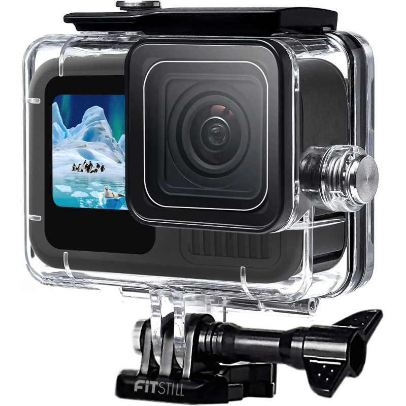 Fitstill 60m/196ft boîtier étanche pour go pro hero 13/hero 12/hero 11/hero 10/hero 9 noir, boîtier de plongée sous-marine pour 