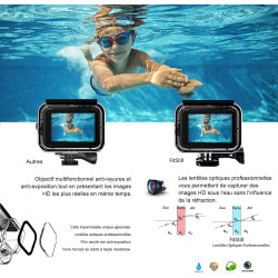 Fitstill 60m/196ft boîtier étanche pour go pro hero 13/hero 12/hero 11/hero 10/hero 9 noir, boîtier de plongée sous-marine pour 