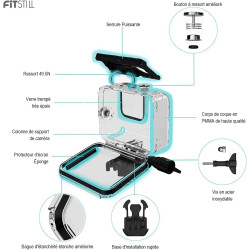 Fitstill 60m/196ft boîtier étanche pour go pro hero 13/hero 12/hero 11/hero 10/hero 9 noir, boîtier de plongée sous-marine pour 