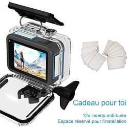 Fitstill 60m/196ft boîtier étanche pour go pro hero 13/hero 12/hero 11/hero 10/hero 9 noir, boîtier de plongée sous-marine pour 