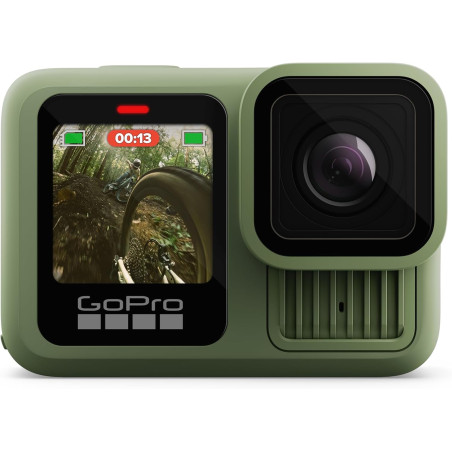 Gopro hero13 noir en vert forêt (couleur en édition limitée) - caméra d'action étanche avec vidéo 5.3k60, photo 27mp et compatib