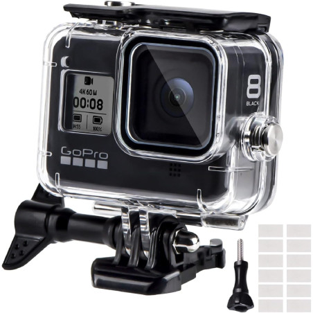 Redtron boîtier etanche pour gopro hero 8 noir, boîtier plongée etanche de 60 m avec mont thumbscrew et 12 insert anti-buée acce