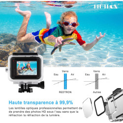 Redtron boîtier etanche pour gopro hero 8 noir, boîtier plongée etanche de 60 m avec mont thumbscrew et 12 insert anti-buée acce