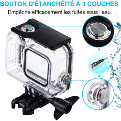 Redtron boîtier etanche pour gopro hero 8 noir, boîtier plongée etanche de 60 m avec mont thumbscrew et 12 insert anti-buée acce