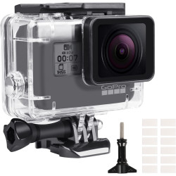 Rougetron boîtier etanche pour gopro hero 5/6/7, boîtier plongée etanche de 60 m avec mont thumbscrew et 12 insert anti-buée acc