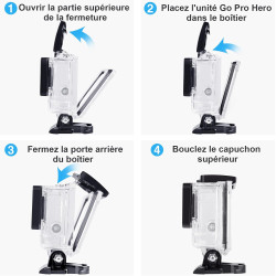 Rougetron boîtier etanche pour gopro hero 5/6/7, boîtier plongée etanche de 60 m avec mont thumbscrew et 12 insert anti-buée acc