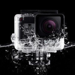 Rougetron boîtier etanche pour gopro hero 5/6/7, boîtier plongée etanche de 60 m avec mont thumbscrew et 12 insert anti-buée acc