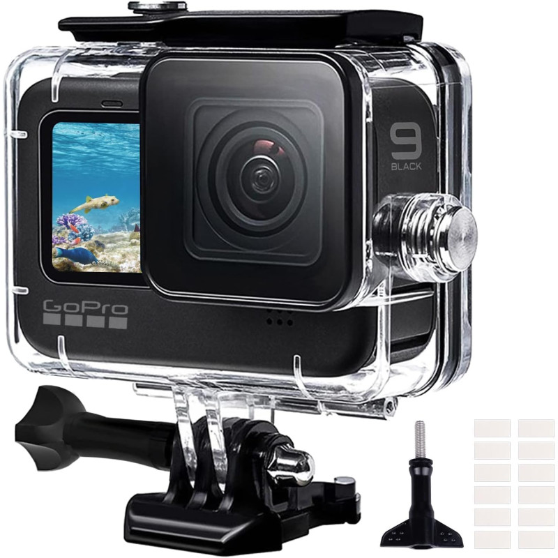 Redtron étui étanche pour gopro hero 9/10/11/12/13 noir, coque de protection pour la plongée sous-marine 196ft/60m avec concepti