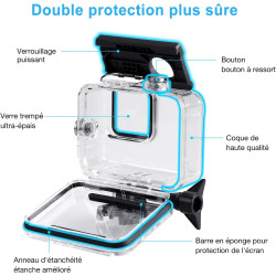 Redtron étui étanche pour gopro hero 9/10/11/12/13 noir, coque de protection pour la plongée sous-marine 196ft/60m avec concepti
