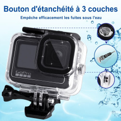 Redtron étui étanche pour gopro hero 9/10/11/12/13 noir, coque de protection pour la plongée sous-marine 196ft/60m avec concepti