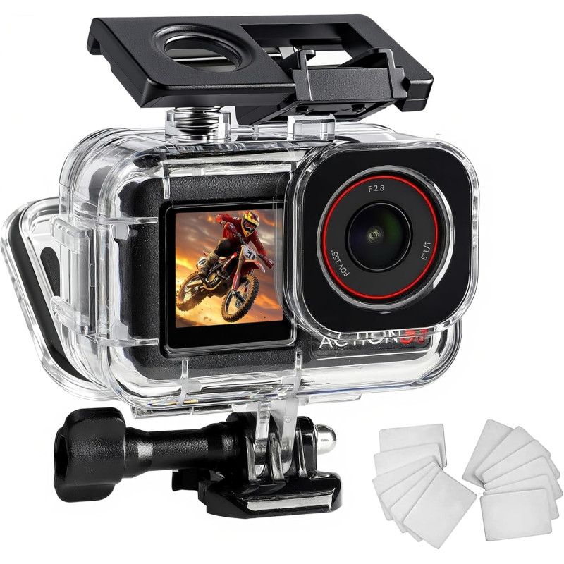 FitStill Boîtier étanche de 50 m pour DJI Osmo Action 5 Pro/4/3, photographie sous-marine, conception double pied froid