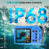 Appareil Photo Etanche Caméra sous-Marine 2,7k Caméra imperméable Full HD 64 MP 16ft pour plongée en apnée, écran de 2,7 Pouces 