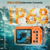 Appareil photo sous-marin 4K 64 MP 4 m étanche pour plongée avec tuba, écran IPS HD, zoom numérique 16X et carte 32 Go