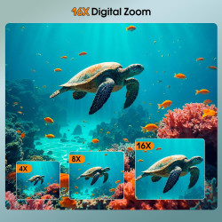 Appareil photo sous-marin 4K 64 MP 4 m étanche pour plongée avec tuba, écran IPS HD, zoom numérique 16X et carte 32 Go