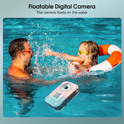 Appareil photo sous-marin 4K 64 MP 4 m étanche pour plongée avec tuba, écran IPS HD, zoom numérique 16X et carte 32 Go