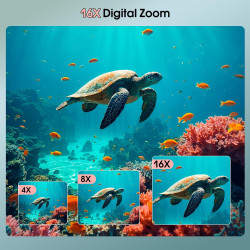 Appareil photo sous-marin 4K 64 MP 4 m étanche pour plongée avec tuba, écran IPS HD, zoom numérique 16X et carte 32 Go