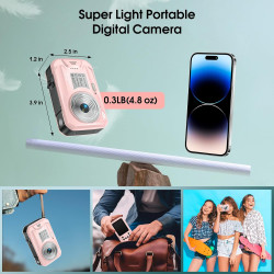 Appareil photo sous-marin 4K 64 MP 4 m étanche pour plongée avec tuba, écran IPS HD, zoom numérique 16X et carte 32 Go