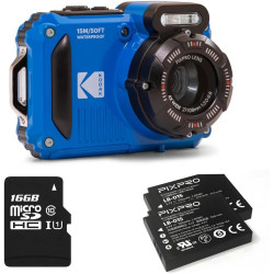 KODAK Pixpro Pack WPZ2 + 2 Batteries + 1 Carte SD - Appareil Photo Numérique Compact 16M Pixels, Etanche à 15m, Anti-Choc, Video
