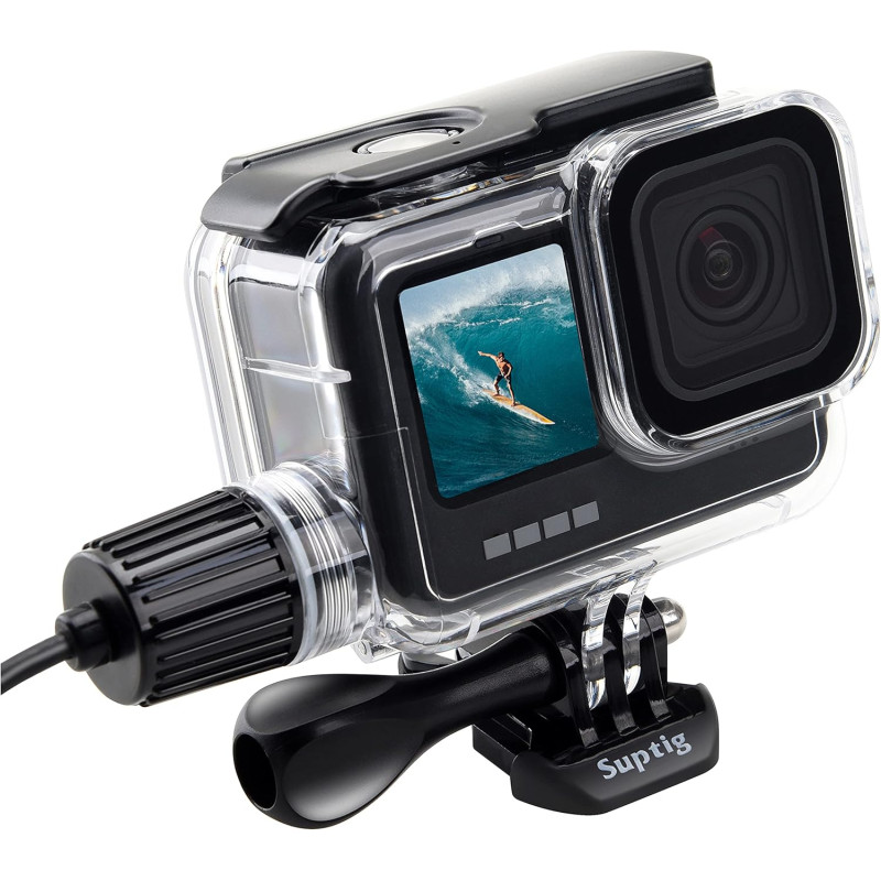 Suptig Boîtier étanche pour GoPro Hero 13 Hero 12 Hero 11 Hero 10 Hero 9 Noir 50 m