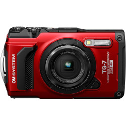 OM SYSTEM Tough TG-7 Rouge, 12 MP, étanche, Antichoc, Modes de Prise de Vue sous-Marine et Macro, vidéo 4K, Zoom 4X Grand-Angle 