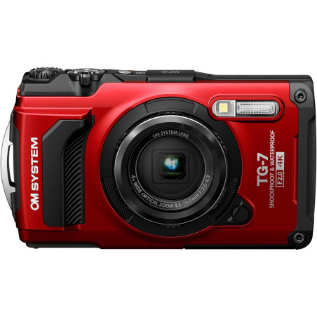 OM SYSTEM Tough TG-7 Rouge, 12 MP, étanche, Antichoc, Modes de Prise de Vue sous-Marine et Macro, vidéo 4K, Zoom 4X Grand-Angle 