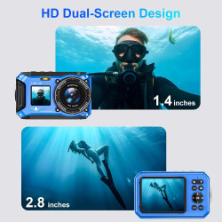 Appareil Photo Numérique Etanche, Yixinxin 4K 64MP 33FT UHD Appareil photo sous-marin pour la plongée avec tuba avec carte de 32