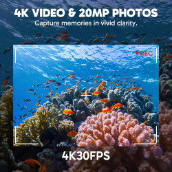 AKASO Caméra Sport 4K 30fps 20MP WiFi Caméra d'action avec Ecran LCD Tactile Ultra HD Stabilisateur, Télécommande 2.4 G, 170° An