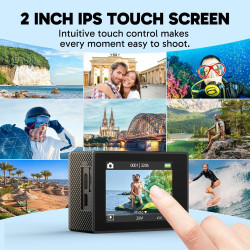AKASO Caméra Sport 4K 30fps 20MP WiFi Caméra d'action avec Ecran LCD Tactile Ultra HD Stabilisateur, Télécommande 2.4 G, 170° An