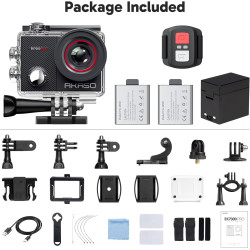 AKASO Caméra Sport 4K 30fps 20MP WiFi Caméra d'action avec Ecran LCD Tactile Ultra HD Stabilisateur, Télécommande 2.4 G, 170° An