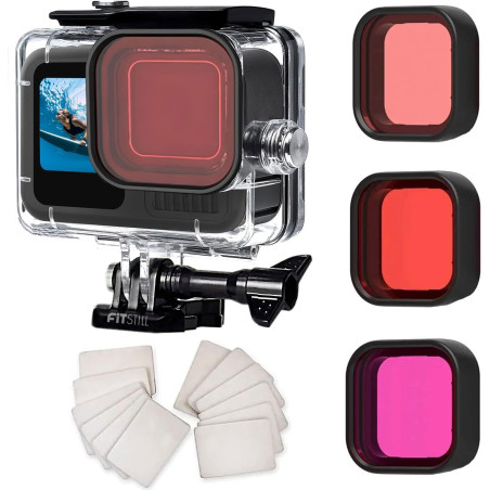 FitStill Boîtier étanche pour Go Pro Hero 13 /Hero 12 / Hero 11 / Hero 10 / Hero 9 Noir, Coque de Protection de 60 m sous l'eau 