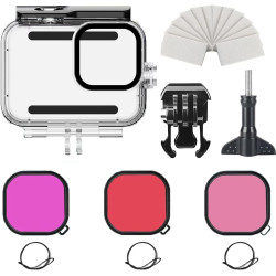 FitStill Boîtier étanche pour Go Pro Hero 13 /Hero 12 / Hero 11 / Hero 10 / Hero 9 Noir, Coque de Protection de 60 m sous l'eau 
