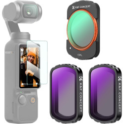 K&F CONCEPT Filtre CPL+ND4+ND8 Magnétique Compatible avec DJI OSMO Pocket 3 Nano-revêtements Étanche Anti des Rayures Léger HD
