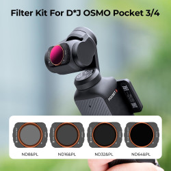 K&F CONCEPT Filtre ND8/PL+ND16/PL+ND32/PL+ND64/PL Magnétique Compatible avec DJI OSMO Pocket 4/3 Nano-revêtements Étanche Anti d