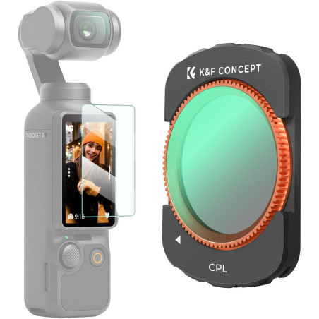 K&F CONCEPT Filtre Polarisant CPL Compatible avec DJI OSMO Pocket 3 Nano-revêtements Étanche Anti des Rayures Léger HD